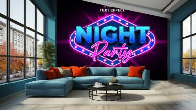 Night Party Text Effect Style. Editable Text Effect Vector. Wall mural