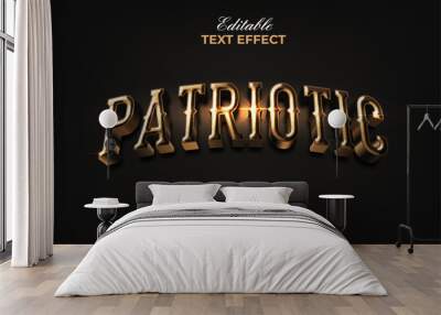 Patriotic Editable Text Effect Gold Curve Style Wall mural