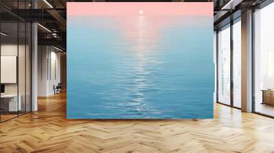 Dreamy Pastel Pink and blue sunset over the ocean banner Wall mural