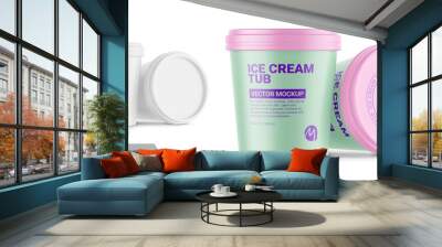 Two white matte plastic container mockup. Vector illustration. Wall mural