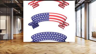 Star striped ribbon banners set. Wall mural