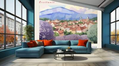 Frouzins: Postcard design with a scene in France and the city name Frouzins Wall mural