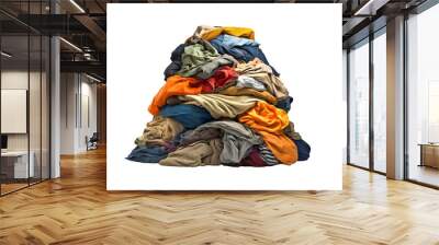 pile of clothes isolated transparency background. Generative AI Wall mural