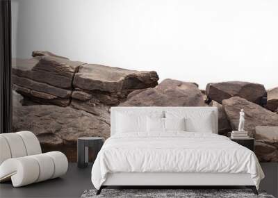 rock isolated on white background Wall mural