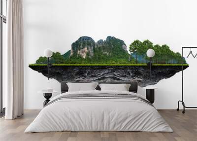 The floating island on white background. Wall mural