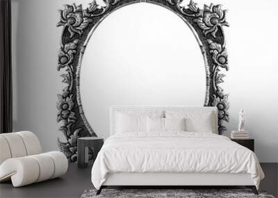 old decorative frame - handmade, engraved - isolated on white ba Wall mural