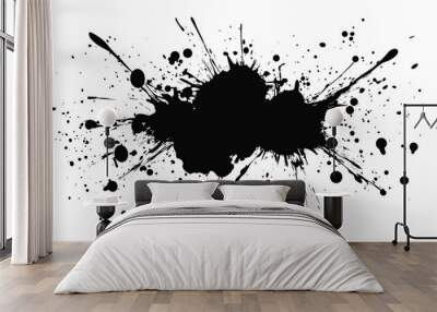 Black ink splatter isolated on transparent background	
 Wall mural