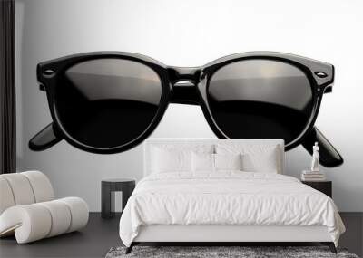 Black sunglasses isolated on transparent background Wall mural