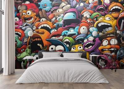 Cartoons, Funny, Art, Faces Wall mural