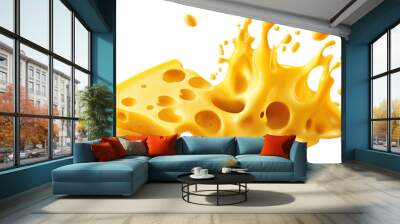 Melting cheese splash isolated on transparent background 
 Wall mural