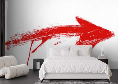 Red Grunge Arrow Pointing Right isolated on transparent background 
 Wall mural