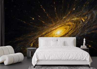 Abstract background space illustration wallpaper, supernova in yellow design with nebulas and stars in sight Wall mural