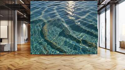 Aqua shadows and sunlight background beach, open seas and ocean side tropical weather landscape Wall mural