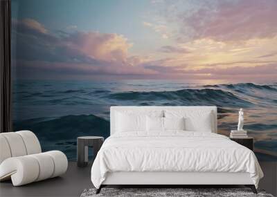 Aquatic sea landscape view under cloudy clean sky Wall mural