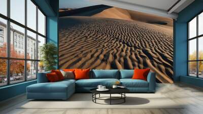 Beautiful desert landscape view with sand all  around the land, hot and dry climate Wall mural