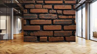 Brick wall with old brown and dark bricks, textured wallpaper of stone bricks Wall mural