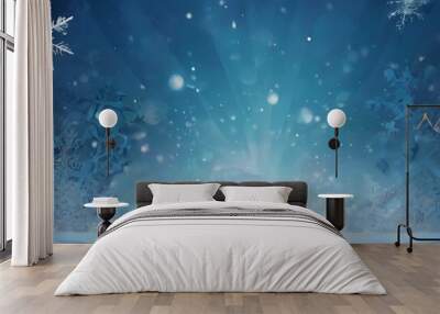 Snowflakes abstract cold theme new year Christmas background, winter chill illustration fantasy design Wall mural