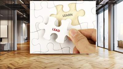 White puzzle with word LEAD & LEARN. Wall mural