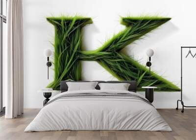 A grass-covered letter K, made of green grass blades Wall mural