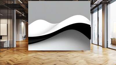 Abstract black and white wavy shapes on a gray background Wall mural