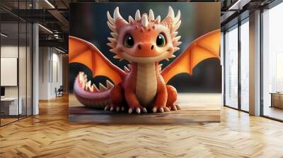 cute orange dragon  Wall mural