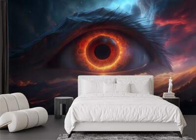 fire eye in the dark Wall mural