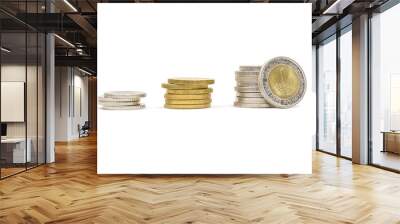 Coins Isolated on White Background, Egyptian Pounds Wall mural