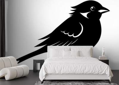  Beautiful bird sparrow silhouette black vector art illustration Wall mural