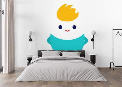  Egg character in various color with casual cool hair vector art illustration Wall mural