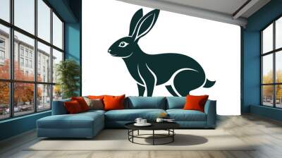  Engraving style slim rabbit from the side vector art illustration Wall mural