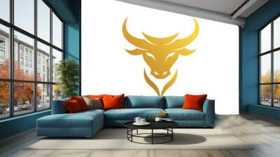 A golden Bull logo vector art illustration, featuring a modern stylish shape  Wall mural