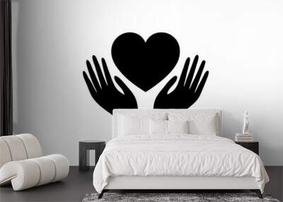 A heart in the middle of two hands vector art illustration Wall mural