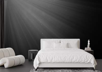 abstract beautiful beams of light, rays of light screen overlay on black background. Wall mural