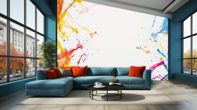 Blank banner design with colorful paint splash background. Ai generated Images Wall mural