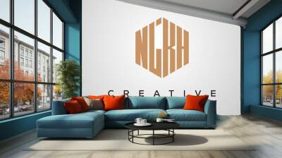 creative polygon NLKH letters logo design, vector template Wall mural