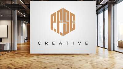 creative polygon PFSE letters logo design, vector template Wall mural