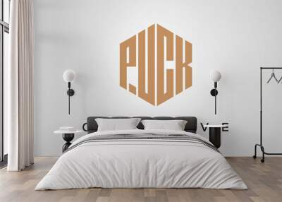 creative polygon PUCK letters logo design, vector template Wall mural