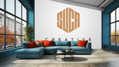 creative polygon SUCA letters logo design, vector template Wall mural