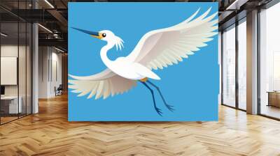 Cute flying bird egret vector image illustration Wall mural