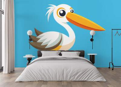 Cute illustration of pelican bird vector art illustration Wall mural