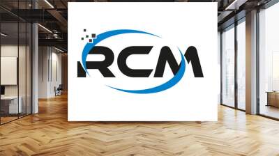 dots or points letter RCM technology logo designs concept vector Template Element Wall mural