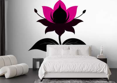 Fuchsia flower silhouette black vector art illustration Wall mural