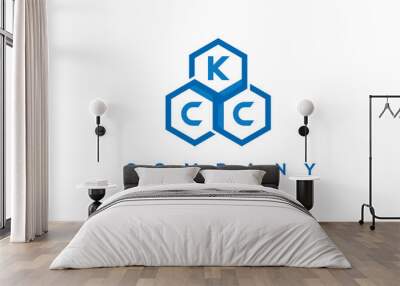 KCC letters design logo with three polygon hexagon logo vector template Wall mural