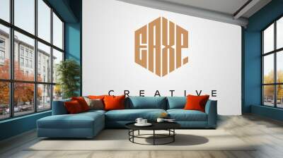 letters EAXP creative polygon hexagon logo victor template Wall mural