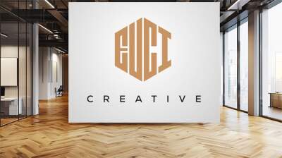 letters EUCI creative polygon hexagon logo victor template Wall mural