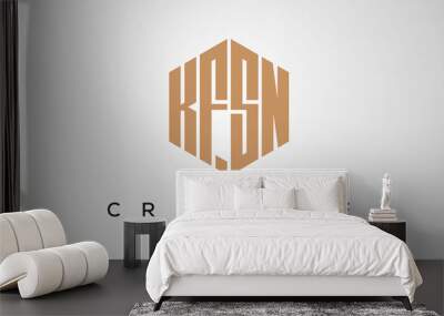 letters KFSN creative polygon hexagon logo victor template Wall mural