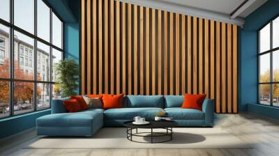 light wood vertical slat wall background, Ai generated images Wall mural