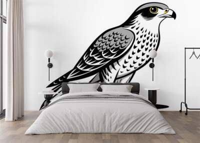 Line art cooper hawk animal silhouette vector art illustration Wall mural