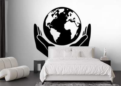 Logo for a charity organization hands holding vector art illustration Wall mural