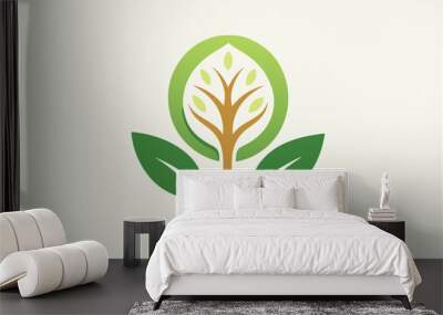 Nature protection logo vector art illustration Wall mural